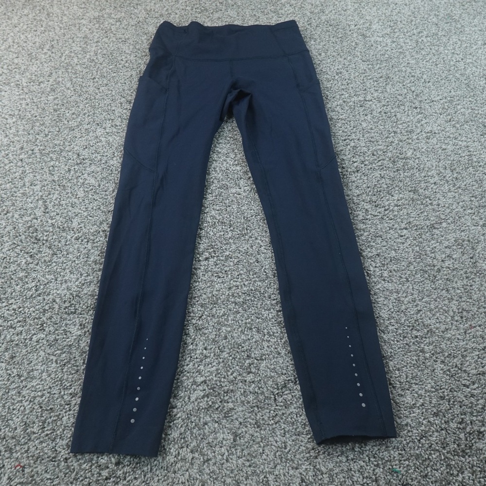 Lululemon Leggings Womens 6 Blue Athletic Performance Yoga Pants Reflective Gym